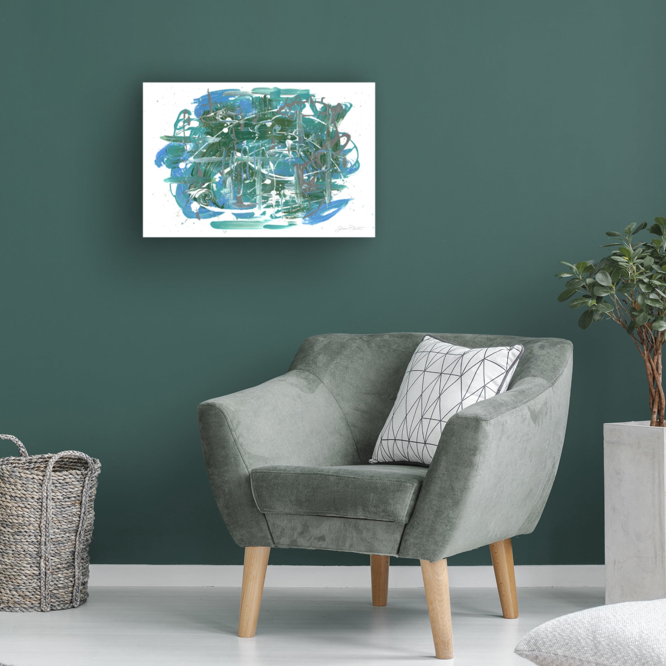Canvas Wall Art - Jean Plout 'Abstract Blue Vibes' Wall Art for Living Room, Bedroom, or Office Décor by Trademark Fine Art - 32 x 22 Inches