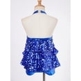 thumbnail image 4 of LiiYii Kids Sparkly Sequins Dance Dress Leotard Girls Jazz Latin Rumba Samba Dance Dress Tassel Royal Blue 8, 4 of 7