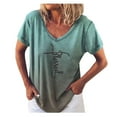thumbnail image 3 of Tejiojio Essentials Short Sleeve Clearance Lady's Summer T-Shirt Womens Casual V-Neck Fading Color Blouse Tops Plus Size, 3 of 5