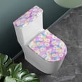 thumbnail image 2 of COEQINE Toilet Lid Dust Cover 2 Piece Set, Elastic Bottom Universal Easy Installation Toilet Cover Set for Indoor Decoration, Daisy Floral Rainbow Colors, 2 of 7