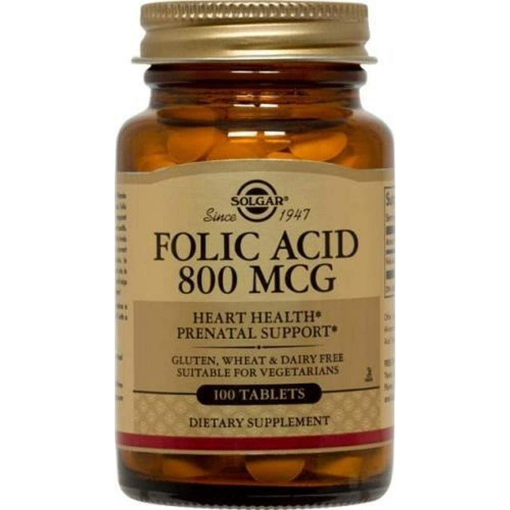 Solgar Folic Acid 800 mcg Tablets, 250 Ct - Walmart.com - Walmart.com
