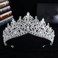 thumbnail image 2 of Nvzi Tiara para novia, diadema de princesa, corona nupcial, joyería para el cabello con diamantes de imitación de cristal, decoración para cumpleaños, graduación, fiesta de disfraces (rosa), 2 of 4