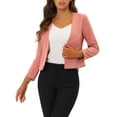 thumbnail image 1 of INSPIRE CHIC Women's Workwear Zipper Collarless Cropped Blazer XS Deep Pink, 1 of 7