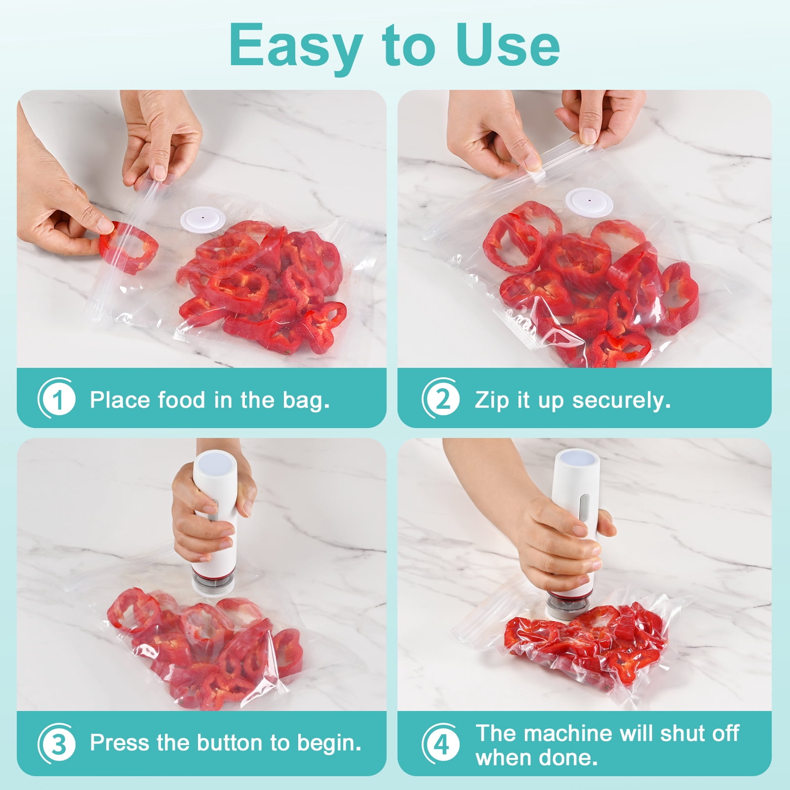 BoxLegend Vacuum Sealer, Powerful Handheld Vacuum Sealer Machine for Food with 30 Reusable Vacuum Sealer Bags