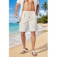 thumbnail image 2 of COOFANDY Mens Linen Shorts 9" Casual Beach Shorts Elastic Waist Summer Vacation Short, 2 of 6