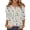 Khaki, variant on Women's Fashion Casual Retro Floral Print V-Neck Button Down Three-Quarter Sleeve T-Shirt Top, Chic Blouse for Women,Royal Blue,XL