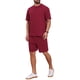 thumbnail image 2 of INSPIRAR CHIC Camiseta de Cuello Redondo Texturizada Casual para Hombre y Pantalones Cortos Conjuntos de 2 Piezas XL Burdeos, 2 of 6
