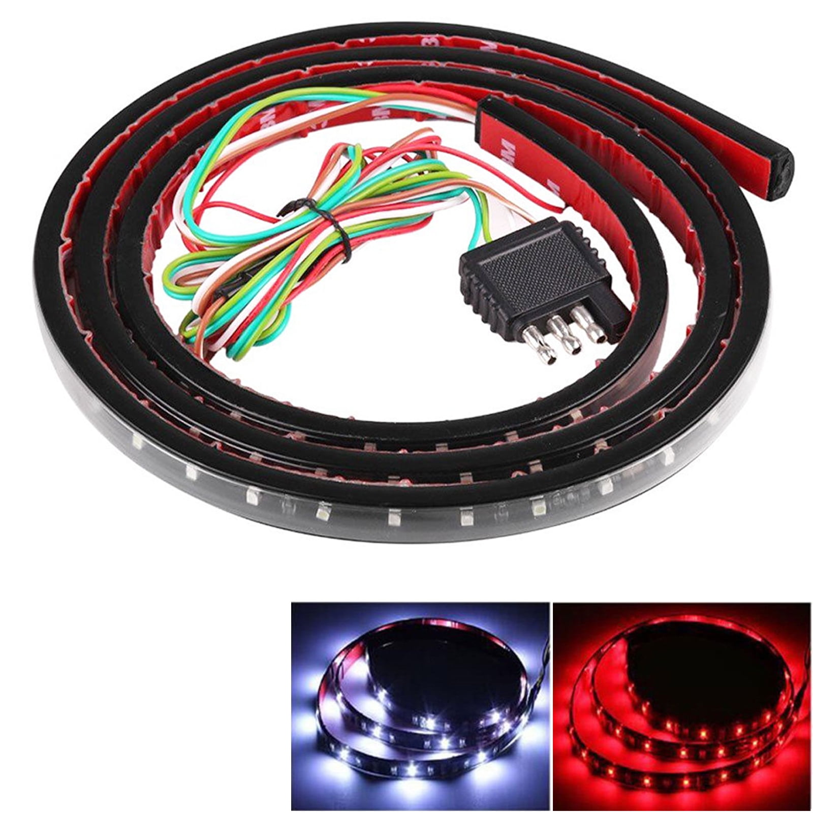 Pulusi 60 Inch Red/White Tailgate 108 LEDs Strips Light Bar Running Reverse Parking Brake Turn Signal Lights 