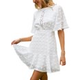 thumbnail image 3 of Txlixc Vestido de Manga Corta para Mujer, Patrón de Punto Hueco de Patchwork de Encaje Txlixc Moda, 3 of 7