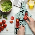 thumbnail image 3 of Gothic Cutting Board, Ornate Swirling Branches Roses Garden Flower Grunge Style European, Decorative Tempered Glass Cutting and Serving Board, Wine Bottle Shape, Vermilion Black White, by Ambesonne, 3 of 5