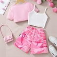 thumbnail image 6 of CAIVO Kids Girls Summer Outfit Sets Fashion Letter Print O-Neck Sleeveless Tops With Shorts Two Piece Cute Casual Playwear Leisure Clothing Sets, 6 of 9