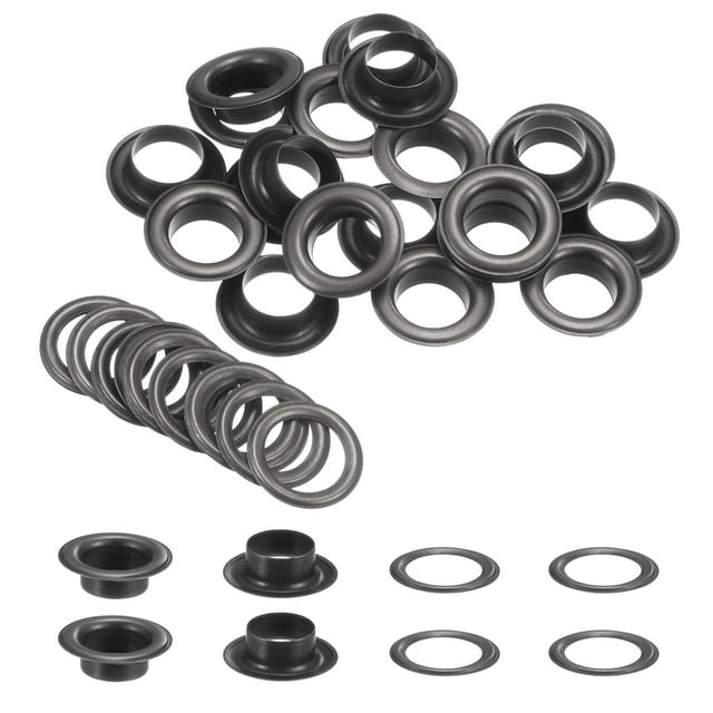 Juego de 20 ojales con arandelas de 12 mm, kit de ojales de metal cobre para cortinas, lonas, bolsas de cuero DIY, color gunmetal