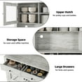 thumbnail image 3 of Freestanding Wood Kitchen Pantry Cabinet with Microwave Stand, Adjustable Shelves and Buffet Cupboard, for Kitchen, Dining Room, 3 of 6