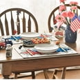thumbnail image 4 of American Flag Stars Eucalyptus 4th of July Placemats Set of 6, 12x18 Inch Memorial Day Table Mats for Party Kitchen Dining Decoration Red, 4 of 6