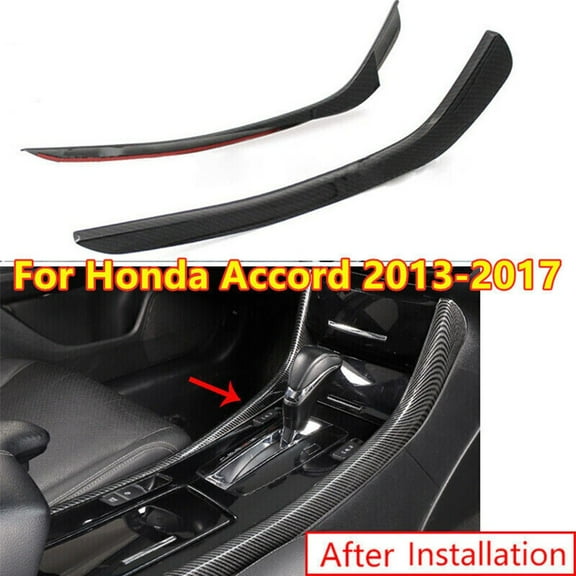 LLDI 2pcs Car Console Center Gear Shift Side Strip Trim Carbon Fiber Grain Cover Interior Accessories For Honda For Accord 2013-2017