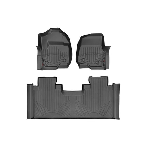 WeatherTech Custom Fit FloorLiners compatible with 2023-2024 Ford Super Duty - 1st & 2nd Row, Black