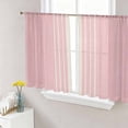 thumbnail image 4 of Sheer Curtains 54 Inches Long 2 Panels, Modern Vintage Stripe on Linen Rod Pocket Curtain Voile Draperies, Pink Background Light Filtering Window Treatment for Living Room Kitchen Bedroom, 4 of 8