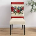 thumbnail image 4 of Stretch Dining Chair Covers Set of 8, Christmas Balls Winter Poinsettia Pine Branches Pine Cones Beige Red Removable Dining Chair Protector Slipcovers for Kitchen Party Restaurant, 4 of 6