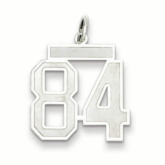 Sterling Silver Satin Number 84 Charm Pendant