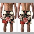 thumbnail image 3 of luoweisi Men's Beach Shorts Quick Dry Swim Trunks with Mesh Lining Roses and Skull S, 3 of 5