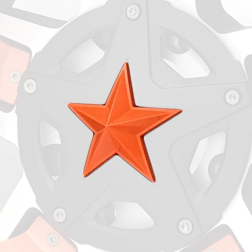 Orange XD Series Center Star Emblems For All Rockstar Wheels-Pack of 5
