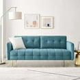 thumbnail image 2 of Tufted Sofa, Velvet, Blue, Modern Contemporary Urban Design, Living Lounge Room Hotel Lobby Hospitality, 2 of 10