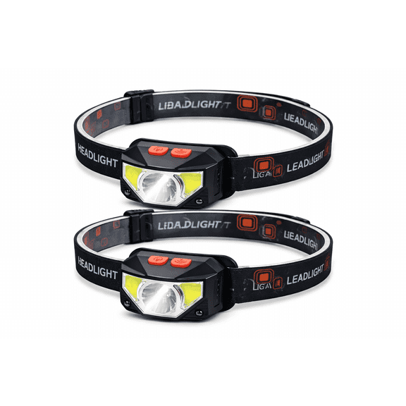 Rechargeable LED Headlamp 2 Pack, Motion Sensor Head Lamp, USB Rechargeable Lightweight Headlight, 60° Adjustable Beam Waterproof Headlamp for Camping Running Hiking Fishing Emergency