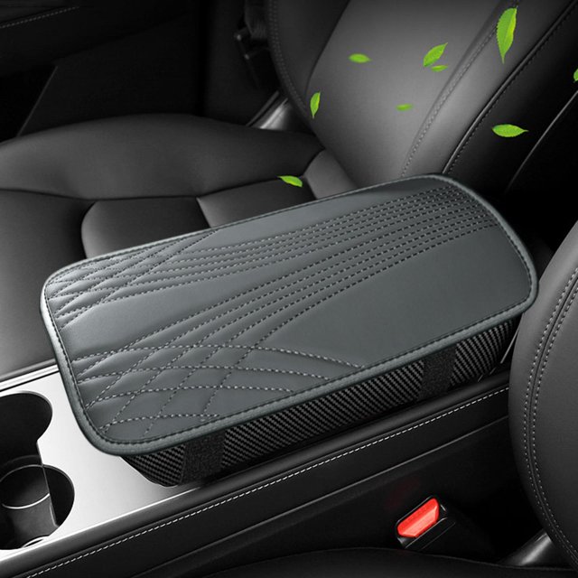 Almohadilla para reposabrazos de coche, cubierta para reposabrazos, cómodos accesorios interiores de PU, consola central Gris