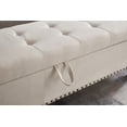 thumbnail image 5 of 59" Tufted Button Storage Bench, Modern Linen Upholstered Ottoman with Wooden Legs, Bed End Bench Window Bench for Bedroom Living Room, Beige, 5 of 7