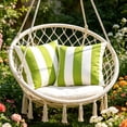 thumbnail image 7 of 18x18 Inch Outdoor Throw Pillows Set of 2, Waterproof & Fade-Resistant, Square Decorative Cushion For Patio Furniture, All Weather Outdoor Pillows (Green White Stripes), 7 of 7