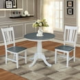 thumbnail image 2 of 30'' Round Solid Wood Pedestal Dining Table with 2 San Remo Splat Back Dining Chairs in White/Heather Gray, 2 of 4