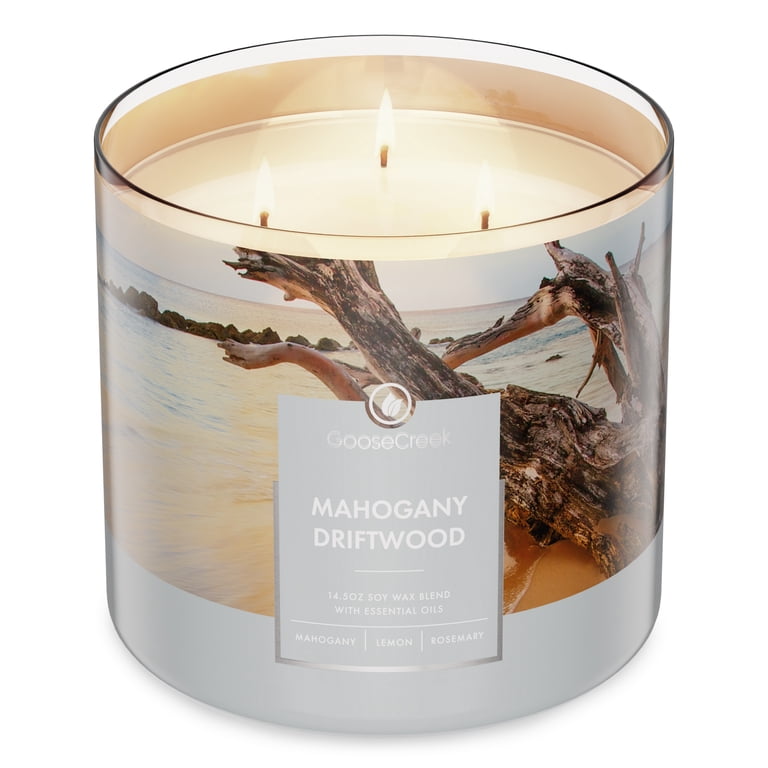 Goose Creek 3 Wick Mahogany Driftwood Scented Jar Candle, 14.5oz