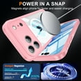 thumbnail image 2 of Magnetic for iPhone 17 Pro Case with Screen Protector, [Compatible with MagSafe] Luxury Clear Slim Full-Body Protection Shockproof Rugged Bumper Case for iPhone 17 Pro, Pink, 2 of 5