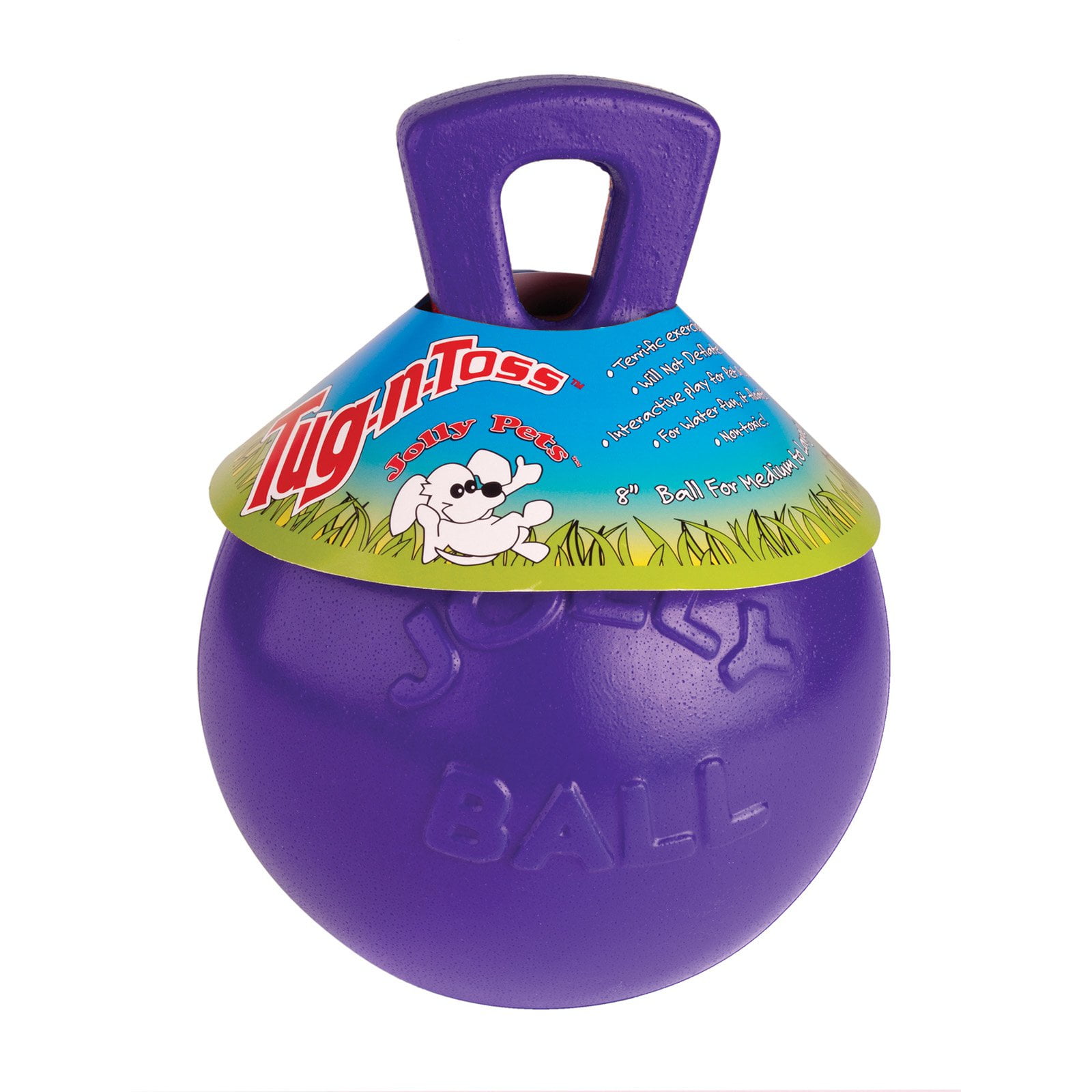 robust klein Jolly Pets Tug-n-Toss Hundespielzeug Ball mit Griff 11,4 cm Orange 