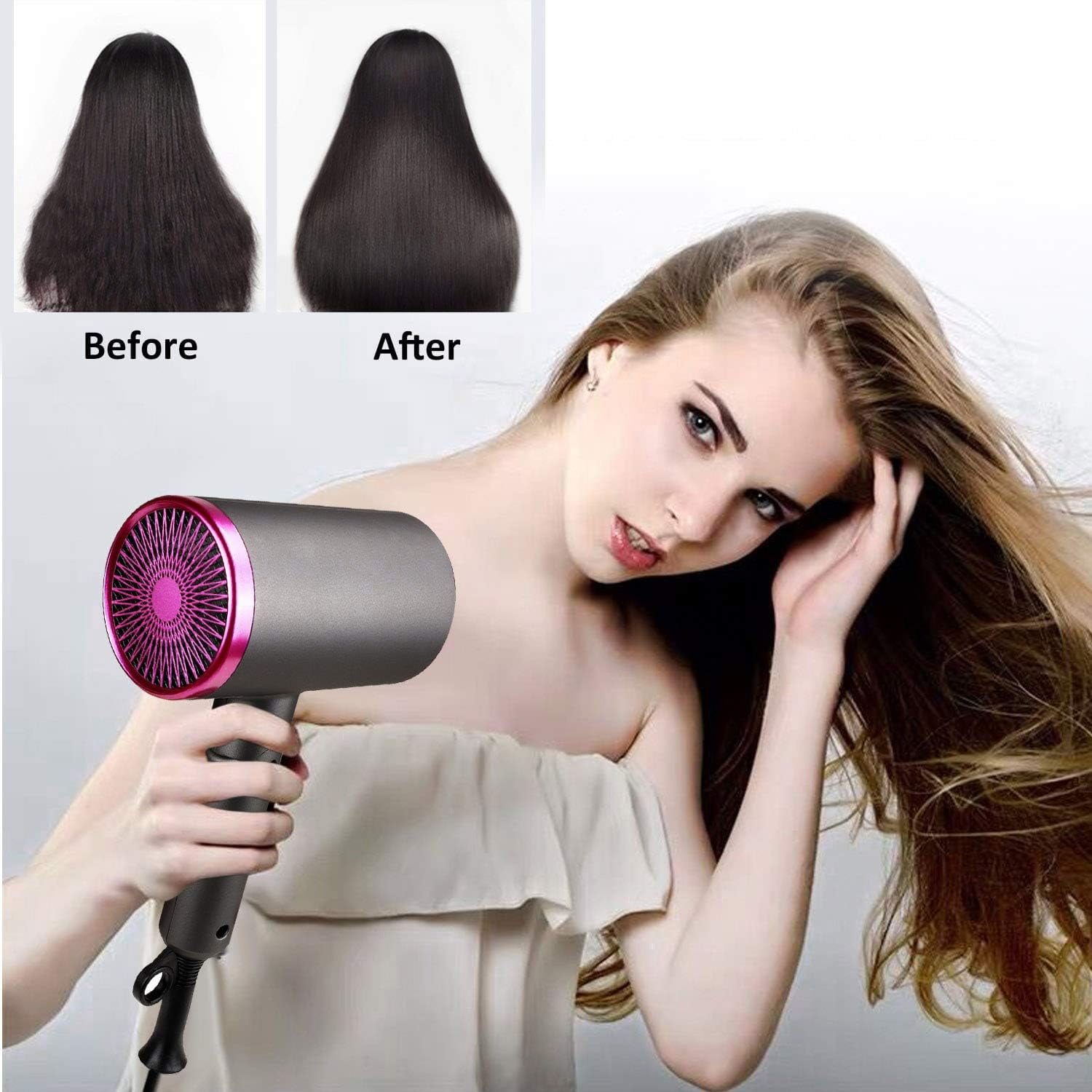 2025 Cordless Hair Dryer for Women with Battery, Rechargeable Blow Dryer, Hair Dryer Rechargeable with USB Charging Hot Cold Wind Wireless Hair Dryers with Battery for Travel Camping Use (Purple)
