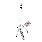 Hi-Hat Stand by Griffin Hi Hat Cymbal Pedal With Pull Chain HiHat Mount with Chrome Double Braced Hardware Accessory Set Adjustable High Hat Holder Ideal for Mobile Percussion Drummers
