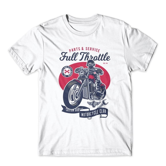 Mighty Circus Full Throttle Motocycle Club T-Shirt 100% Cotton Premium Tee NEW - White, Extra Large