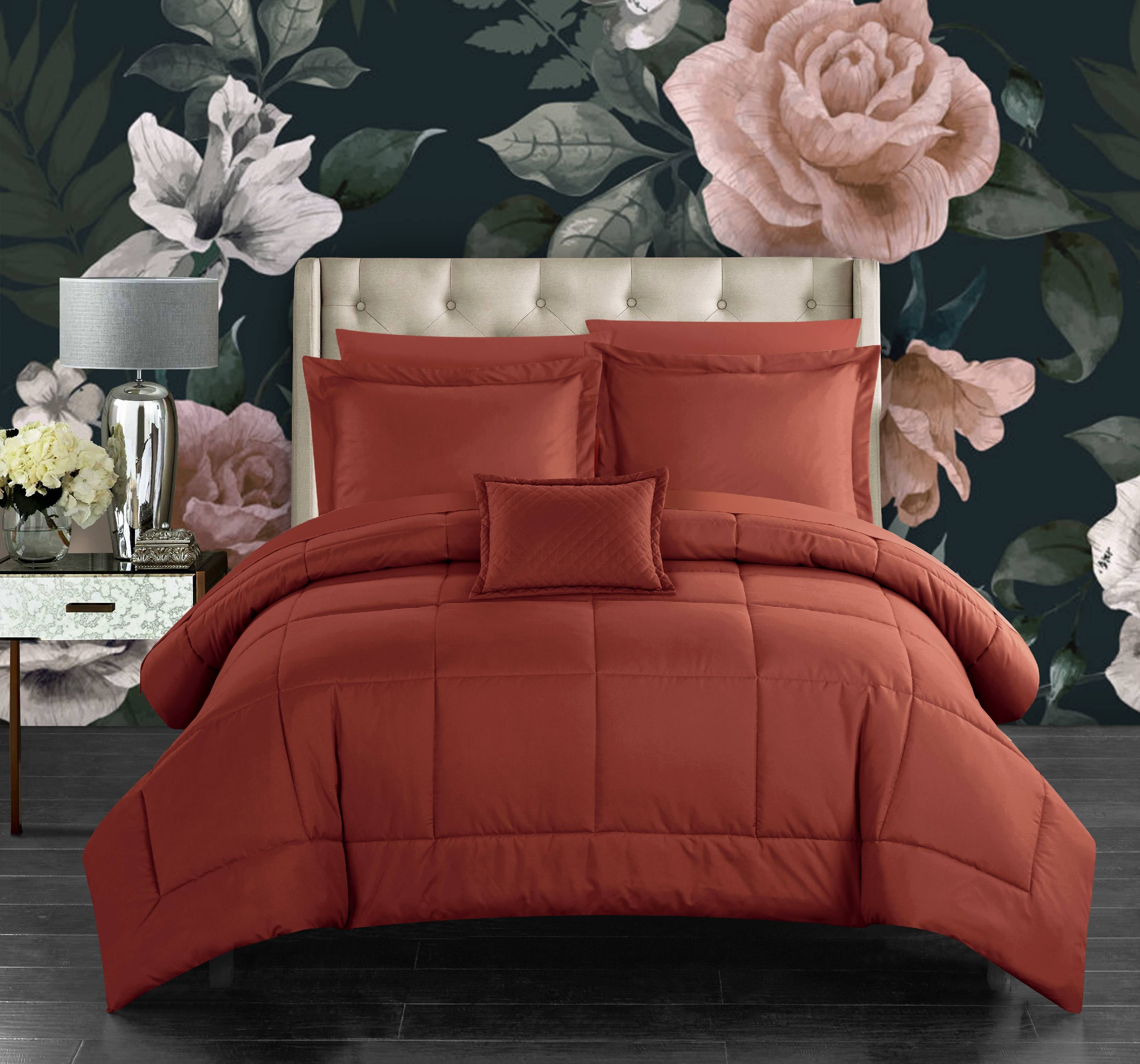 Chic Home Arman 8Piece Solid Color Comforter Set, Queen, Brick