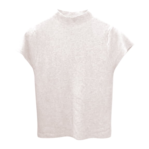 Women's Mock Neck Cap Sleeve Knit Tops Slim Fit Pullover Sweater (Khaki A)