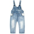 thumbnail image 1 of KIDSCOOL SPACE Baby Little Boys girls Water Washed Ripped Soft Denim Overalls,2-3 Years, 1 of 6