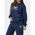 thumbnail image 5 of Nygoyerh Women Sweatshirt and Pants Set Bow Print Pullover Long Sleeve Crew Neck Hoodie and Sweatpants Sets Activewear Outfits Trend Clothes, 5 of 6