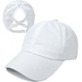 thumbnail image 1 of Womens Criss Cross Ponytail Baseball Cap Adjustable High Messy Bun Ponycap Quick Drying Hat-DF, 1 of 5