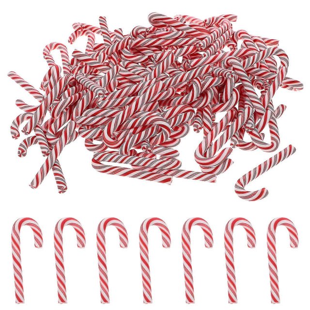 100pcs Christmas Candy Cane Miniature Candy Cane Diy Crafts Resin Candy Cane Prop