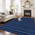 thumbnail image 2 of Dark Blue Area Rugs 8'x10', Washable Small Throw Rugs for Living Room Patio, Retro Farmhouse Plants Wall Lines Texture Indoor Outdoor Rug Non-Slip Low Pile Carpet Runner Reversible Floor Mats, 2 of 8