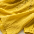 thumbnail image 4 of Yellow T Shirts for Women 3/4 Sleeve Linen Shirts for Women 2026 Cotton Summer Retro Embroidered Boho Tops Casual Trendy Vacation Blouse Fashion Clothing, 4 of 4