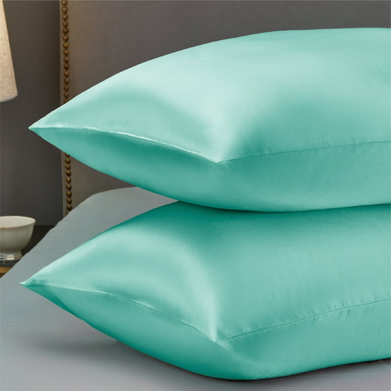 Bedsure Satin Pillowcase 2 Pack King 20x36 with Envelope Closure for Hair  and Skin，Coral 