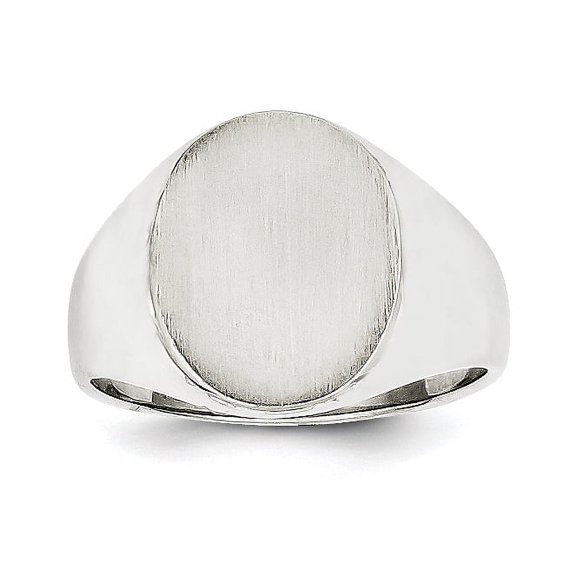 14k White Gold Polished Solid Back Signet Ring Size 9.5 Ring for Women - 14.5 Grams