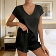 thumbnail image 2 of Bovxnpu Womens Pajamas Sets 2 Piece Short Sleeve Lounge Set Cotton Crew Neck Short Sleeve Shorts Summer Light 2-Piece Sleepwear, 2 of 5