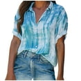 thumbnail image 1 of Womens Short Sleeve Blouses Womens Button Printed Short Sleeve Backswing Length V-Neck T- Blouses Women Short Sleeve Tops Women Short Sleeve Blouse Short Sleeve Tops for Women, 1 of 6