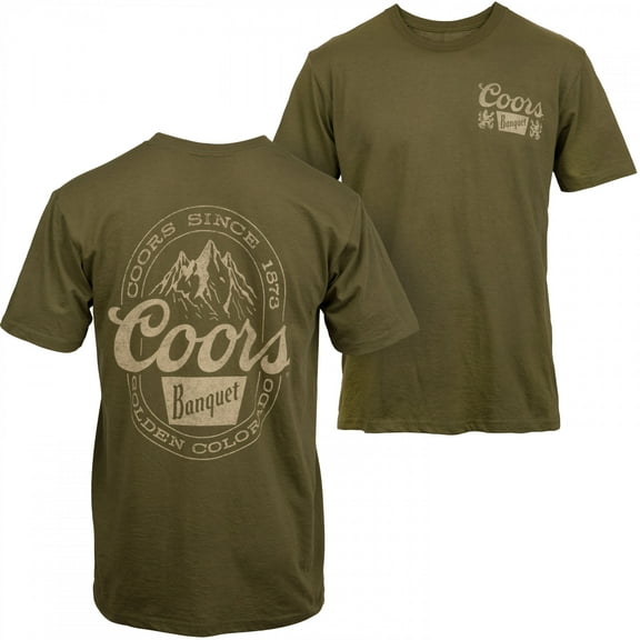 Coors Banquet Mountain Logo Front and Back Print T-Shirt-Small